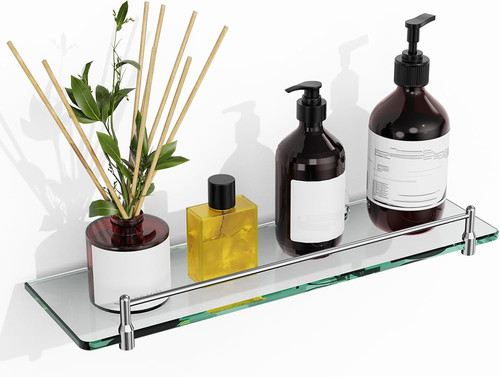Glass bathroom shelves chrome - glass,